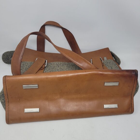 Hartmann Grey Tweed Leather Trim Shoulder Classic Business Bag 13x17x7 Briefcase - Picture 13 of 16